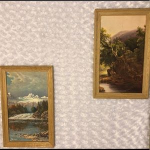 Nature Landscape Wall Art Set with Wooden Frames
